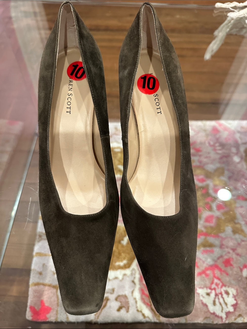 Karen Scott Olive Brown Suede Pointed Pumps